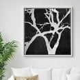 thumbnail image 2 of PixonSign Framed Canvas Print Wall Art White Tree Branches on Black Background Nature Wilderness Illustrations Modern Art Edgy Dark Black and White for Living Room, Bedroom, Office - 16"x16" White, 2 of 5