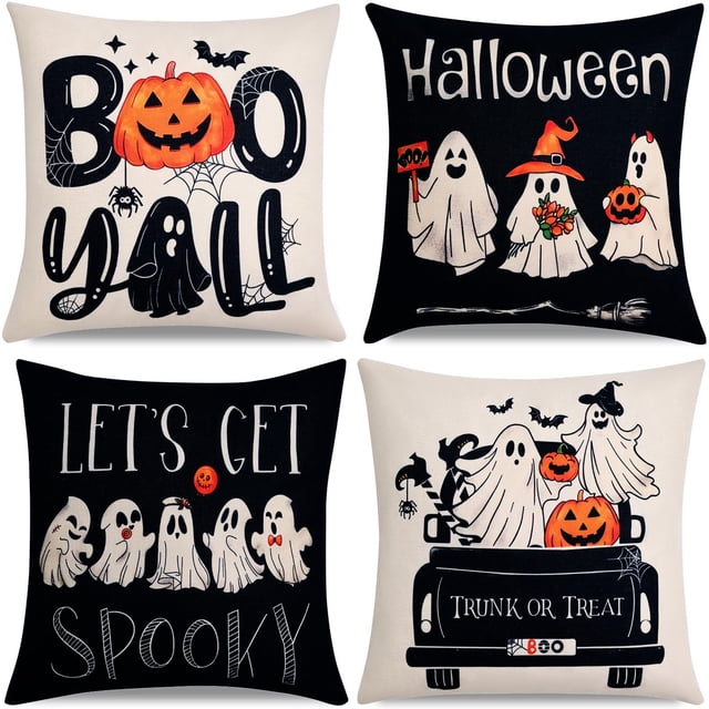 Funda de almohada decorativa Hongsome para Halloween, 45 x 45 cm, 4 unidades