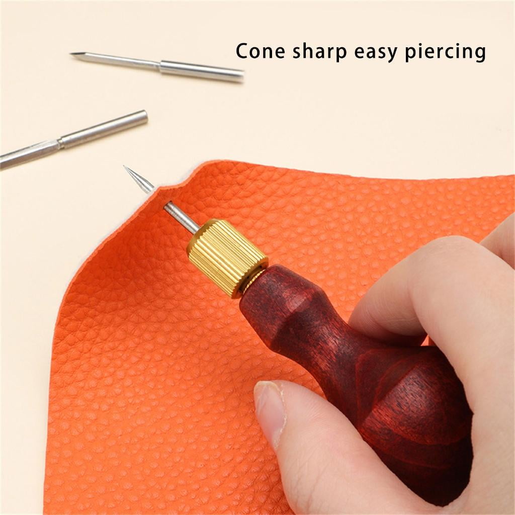 YIEMEEN 8 in 1 Awl Tool Set Leather Stitching Sewing Awl with Wood Handle for Craft