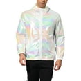 thumbnail image 1 of Chaqueta metálica con cremallera para hombre INSPIRE CHIC, con capucha, ligera, holográfica y brillante, 2XL blanca, 1 of 8
