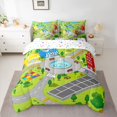 thumbnail image 2 of Homewish Cartoon Cute 7 Pieces Bedding Comforter Set For Preppy Children Kids,Construction Vehicles Full Bedding Set Lightweight,Car Theme Fitted Sheet Flat Sheet,Breathable Home Decor,Reversible, 2 of 8
