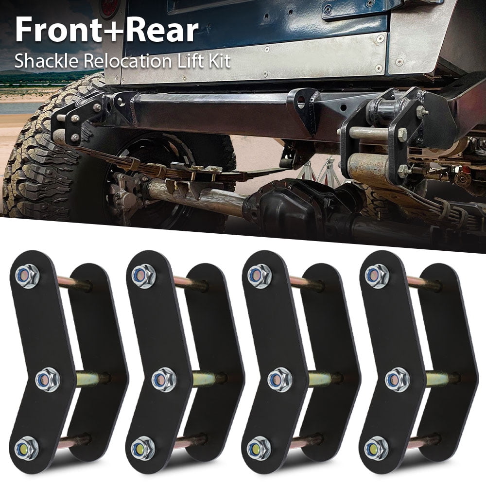 PIT66 Front & Rear 2" Shackle Relocation Lift Kit Black Fit for Jeep Wrangler YJ 1987-1995