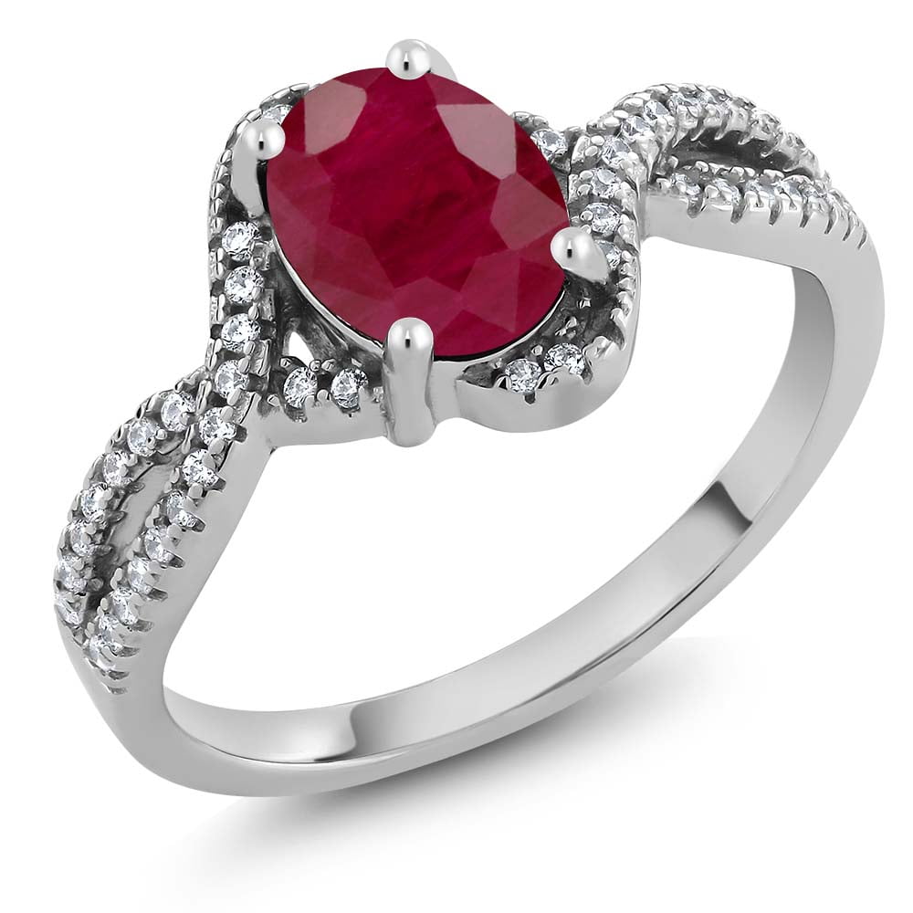2.47 Ct Oval Red Ruby 925 Sterling Silver Ring (Available in size 5, 6, 7, 8, 9) by