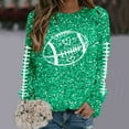thumbnail image 5 of Cnbwig Womens Hoodies Sweatshirts Pullover Long Sleeve Crewneck Sweatshirt Football Glitter Print Sequins Loose Winter Top Soft Blouse Casual Tops Comfy Fall Fashion Outfits Winter A16-Mint Green XL, 5 of 5