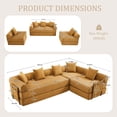 thumbnail image 3 of Timbernest 106" Oversized L-Shaped Cloud Couch, Convertible Sleeper Sofa, Folding Corduroy Sofa Bed for Living Room, Yellow, 3 of 16