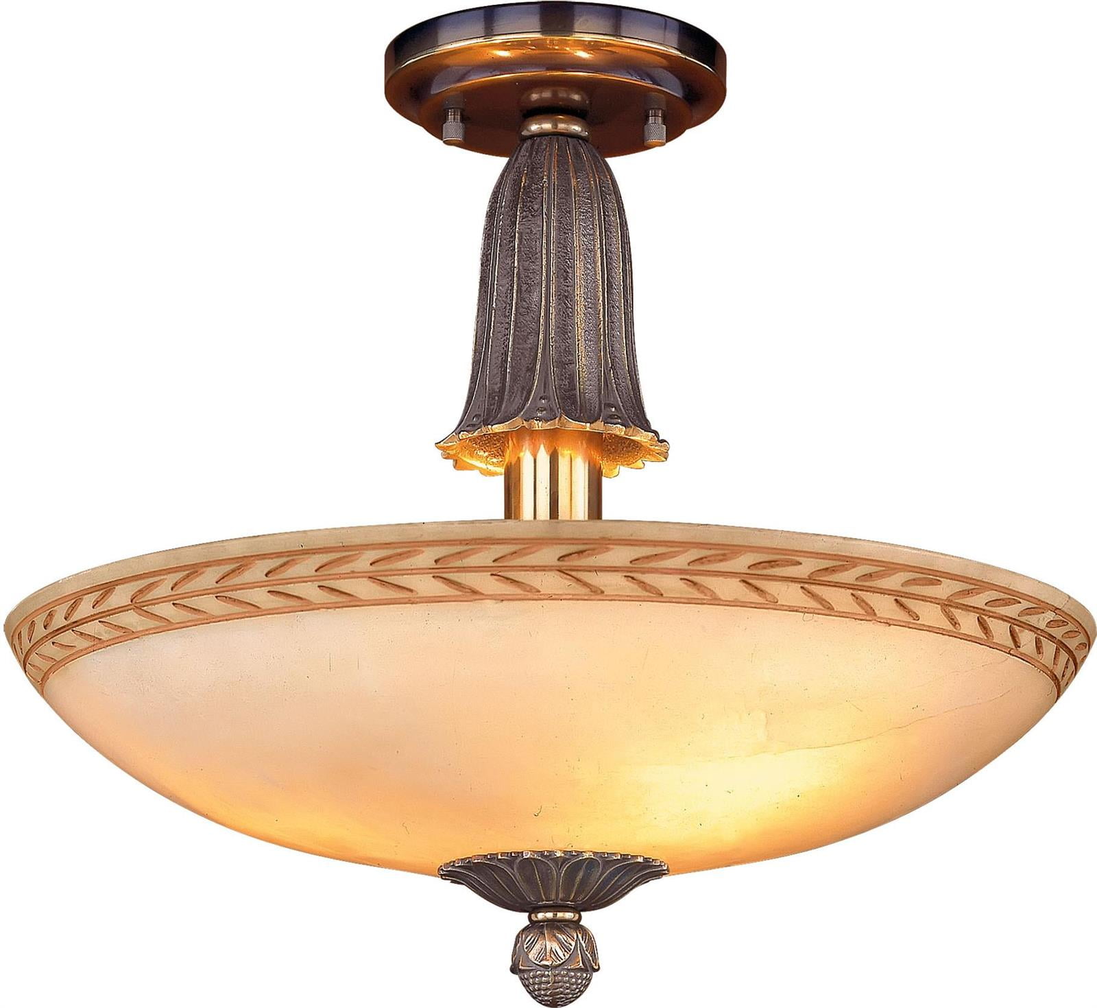 Ceiling Fixture DAVID MICHAEL LIGHTING 3Light Antique Alabaster Globe Br DM747