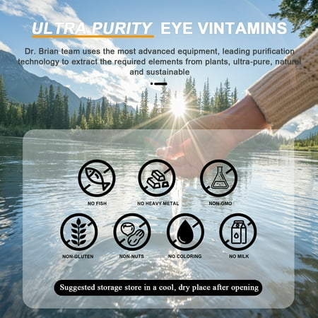 Dr. Brian Eye Vitamins Lutein & Zeaxanthin Capsule Lutein Supplement with Lutein 16mg Zeaxanthin 4mg Astaxanthin 5mg Vitamin A 2333iu Vitamin E 9iu for Macular Degeneration Dry Eyes Vision Health