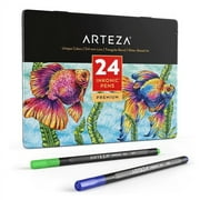 Arteza Fineliner Colored Pens Set, Inkonic, Fine Line, 0.4mm Tips, Assorted Colors - 24 Pack