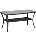 thumbnail image 1 of Outsunny Table Basse d'Extérieur en Rotin avec Étagère de Rangement à 2 Niveaux, Noir, 1 of 10