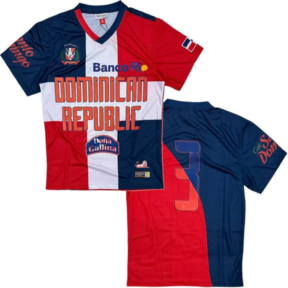 Dominican Republic Team Men's Headgear Classics 1990 World Cup Soccer Jersey (Small, Blue/White/Red)