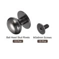 thumbnail image 3 of 12mm Ball Head Stud Rivets Screw Back, 15Pack Round Head Button Nipple Rivet, Metallic Black, 3 of 6