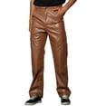 thumbnail image 4 of INSPIRE CHIC Faux Leather Pants for Men's Slim Fit Hip Hop Punk Trousers 38 Brown, 4 of 6