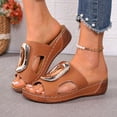thumbnail image 2 of Dakaela Orthopedic Wedge Sandals for Women 2026 Open Toe Wide Width Comfortable Platform Summer Beach Vacation Slides Shoes Size 6-10 Brown, 2 of 9