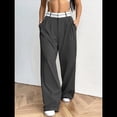 thumbnail image 4 of Pantalones Anchos de Cintura Alta para Mujer, para y Otoño. Pantalones Informales de Trabajo y Negocios. Negro S, 4 of 9