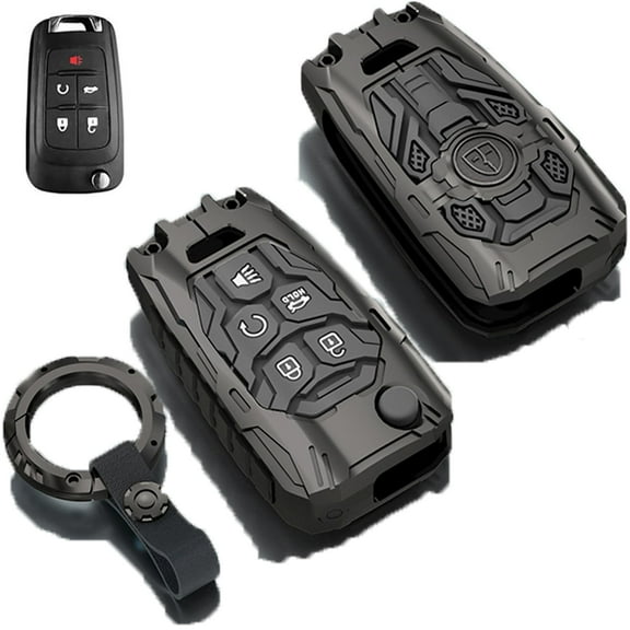 Key Fob Cover Case Protector for Chevrolet (Equinox/Camaro/Cruze/Malibu/Impala/Spark/Sonic) & GMC Buick (Terrain/Encore/Allure/Regal) - Heavy Metal Material