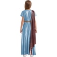thumbnail image 2 of iiniim Kids Girls Greek Toga Robe Short Sleeve Metallic Ancient Greece Gown Princess Dress Halloween Cosplay Sky Blue 10, 2 of 7