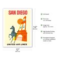 thumbnail image 2 of San Diego California - Zebra - San Diego Zoo - Balboa Park - United Air Lines - Vintage Airline Travel Poster c.1965 - Bamboo Fine Art 290gsm Paper (Unframed) 12x16in, 2 of 4