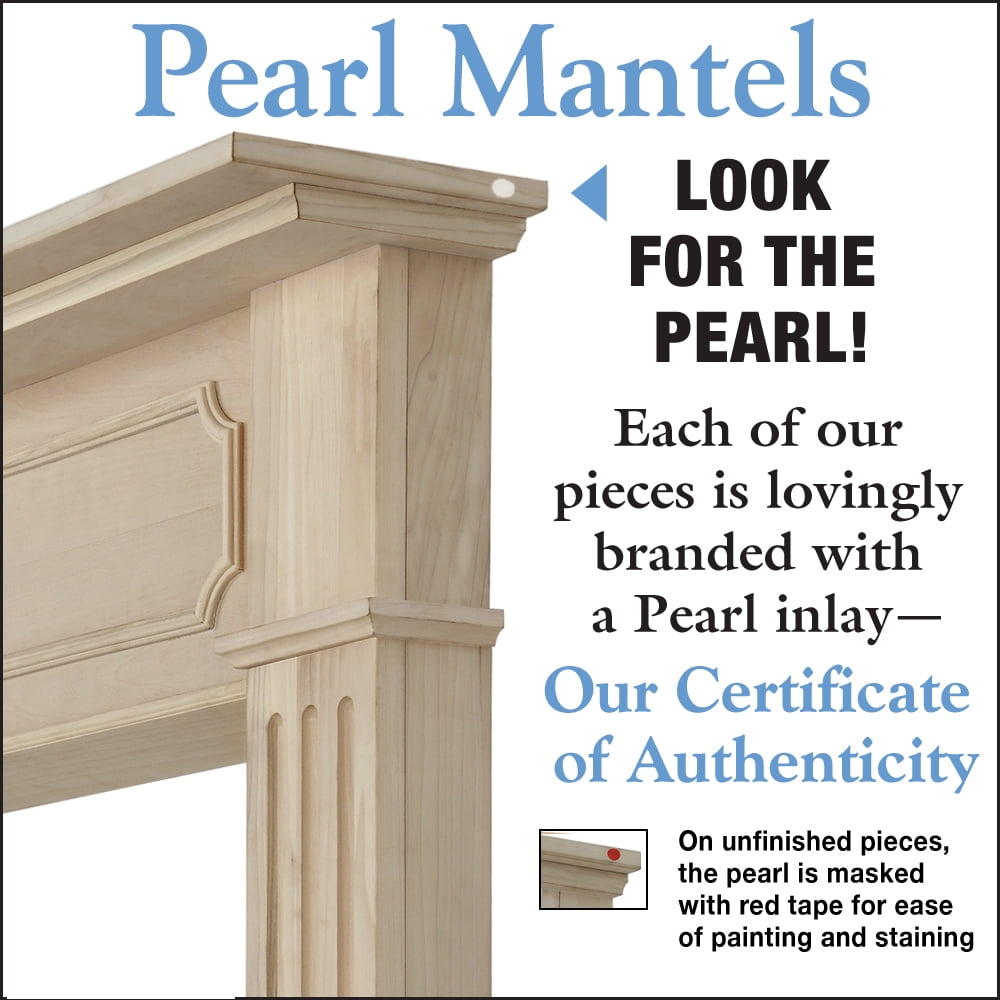 Pearl Mantels Alamo Transitional Styled Mantel Surround, Constructed With Hand Chosen Grade A Wood And Wood Veneers, Unfinished, Paint And Stain Grade, Interior Opening 50"W x 42"H