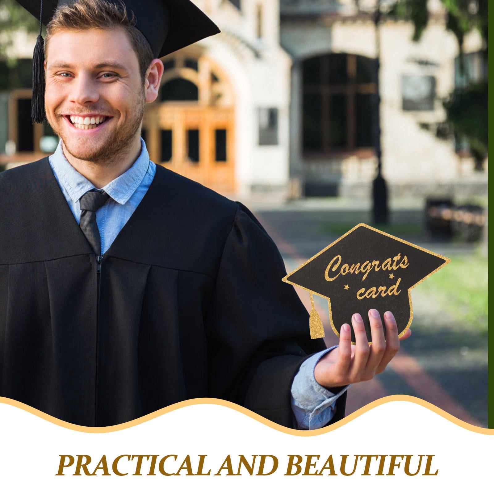 Worgeous 150 pcs  Graduation Theme Greeting Cards Paper Graduation Cap Shape Cards Presents