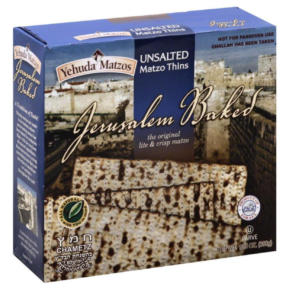 Yehuda Matzos Unsalted Matzo Thins, 10.5 Oz (Pack of 6)