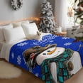 thumbnail image 3 of Flannel Fleece Throw Blankets Cute Snowman Snowflakes on Blue Throws Blankets, Winter Falling Snow Seamless Lightweight Soft Warm Blanket for Couch Sofa Bed Living Room All Season Use, 50x60in, 3 of 9
