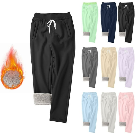 FRSASU Women's Sweatpants with Pockets Winter Warm Jogger Sweatpants Fleece Lined Athletic Pants Sky Blue