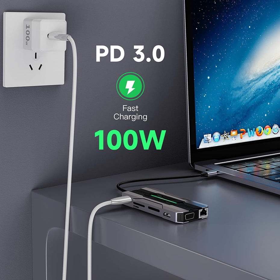 DOONJIEY 13 IN 1 USB C Hub Docking Stations SD Card Reader 1000M RJ45 HDTV-Compatible HDTV VGA USB Hub 3.0 Concentrator Adapter