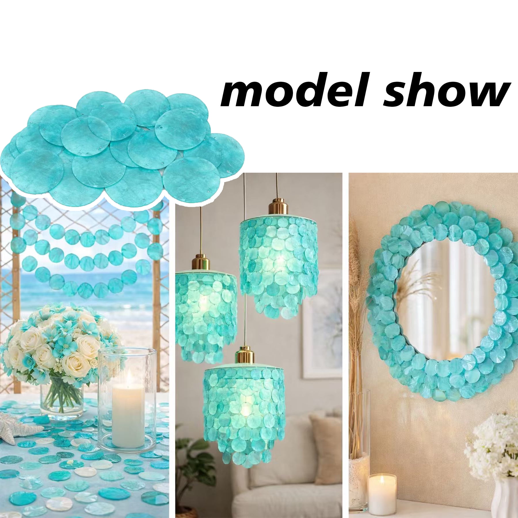120Pcs Capiz Shells 1.97in Round Natural Shells with 2 Holes for Seashell Wind Chimes Curtain Shell Garland DIY Craft Wedding Home Decoration