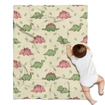 Green and Pink Dinosaur Pattern Blanket,Comfortable Soft Flannel Throw Blanket,All Season,Warm Lightweight Blankets for Sofa Bed Couch Living Room Chair,30"x40"