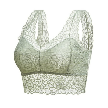 Quealent Womens Bras Comfortable Women s Push Up Bra Racerback Front Closure Bras Plunge Underwire Tshirt Padded Lace (Green One Size)