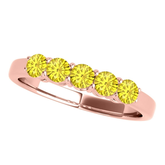 AoneJewelry 10K Solid Rose, White & Yellow Gold Five Stone Engagement Ring For Women's