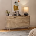 thumbnail image 3 of LuxenHome Natural Oak Manufactured Wood 3-Door 53.3-Inch Wide Buffet Cabinet, 3 of 14