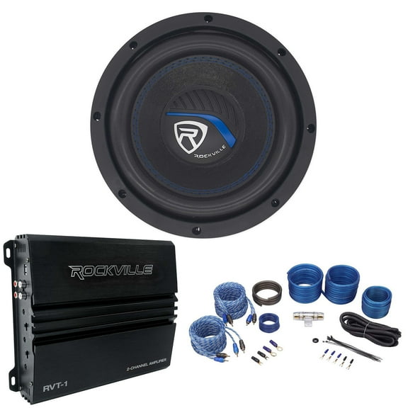 Rockville K5 W8K5S4 8" 800w 4 Ohm Car Audio Subwoofer Mono Amplifier Amp Kit