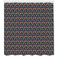 thumbnail image 3 of Tropical Shower Curtain, Graphic Exotic Flora Pattern of Jungle Foliage Leaves Silhouette, Fabric Bathroom Set with Hooks, 69W X 70L Inches, Orange Purple and Dark Teal, by Ambesonne, 3 of 3