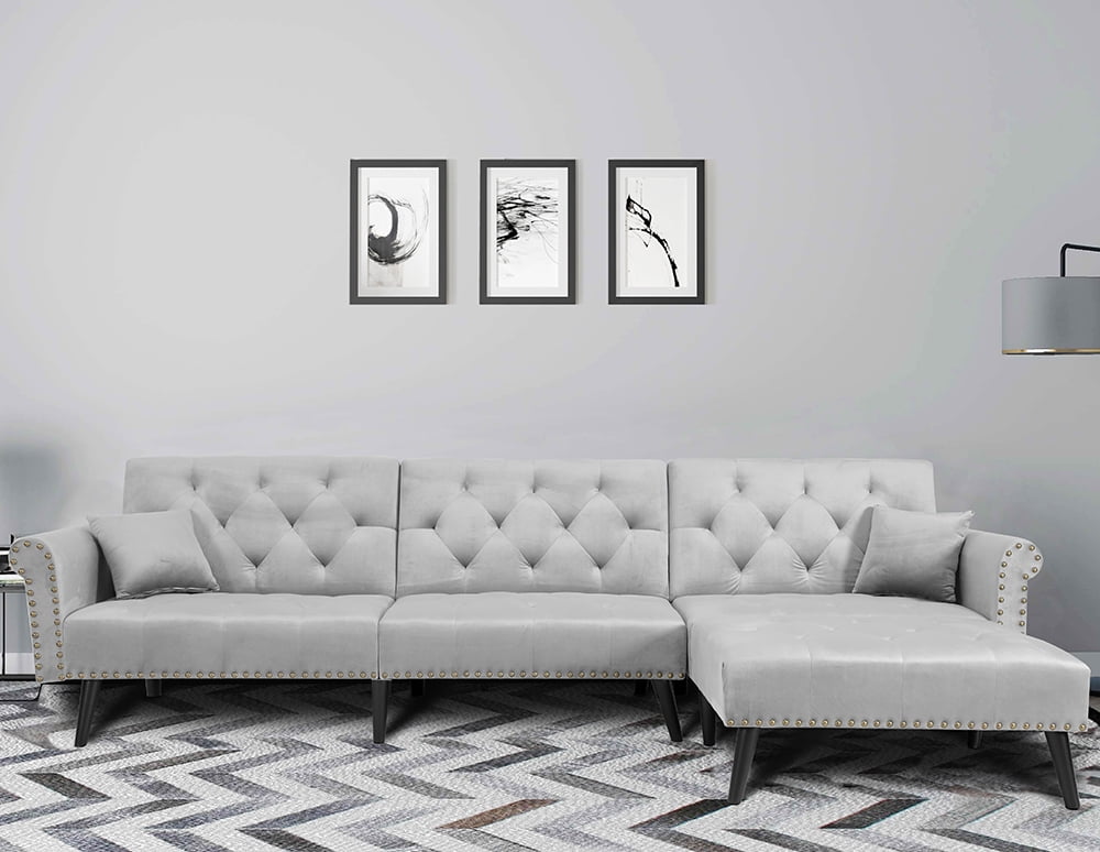 Lshaped Sofa Bed Set Atmospheric Elegant Home Sleeper Sofa Gray