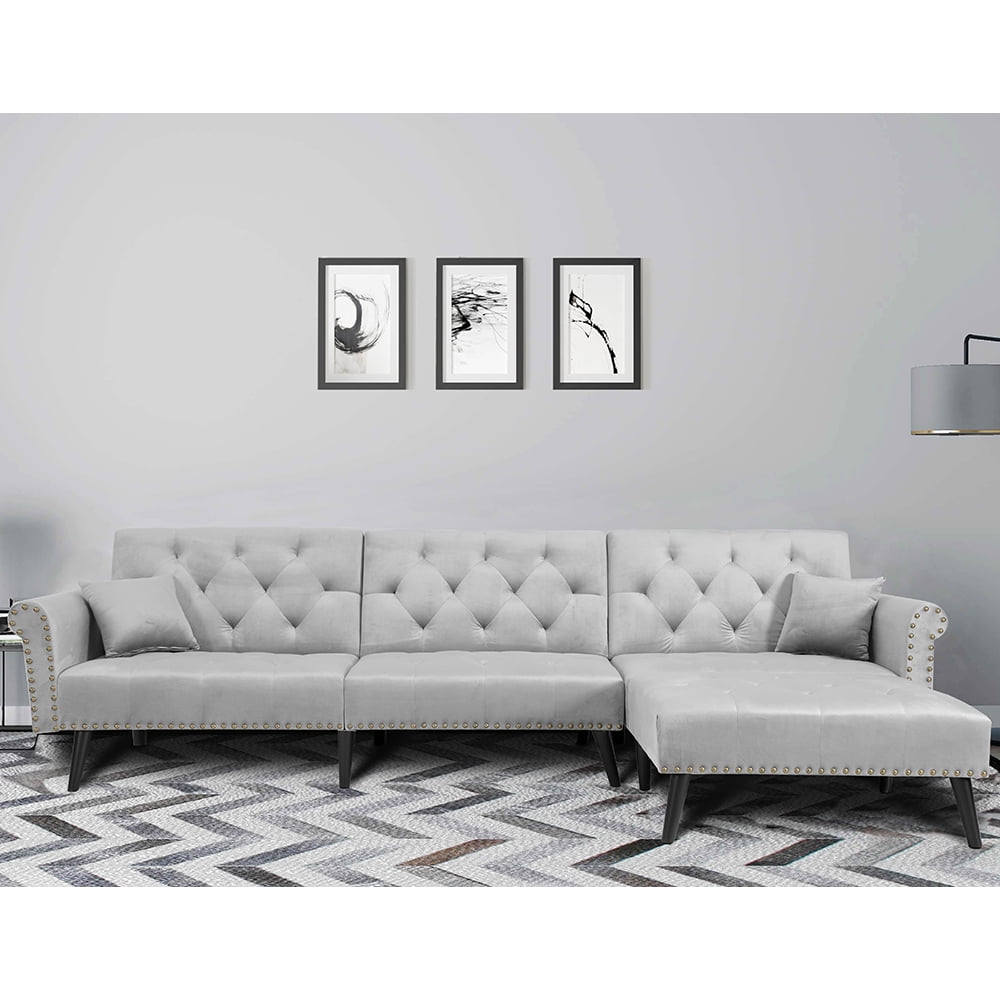 Lshaped Sofa Bed Set Atmospheric Elegant Home Sleeper Sofa Gray