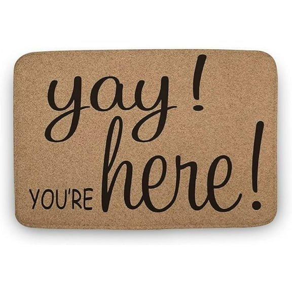 Funny Welcome Home Decor Door Mats Yay You're Here Doormat Anti-Slip Kitchen Rugs Doormats House Warming Front Porch Mats Novelty Gift Door Mats for The Entrance Way Indoor 16x24 inch