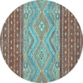 thumbnail image 1 of Ahgly Company Indoor Round Southwestern Light Blue Country Area Rugs, 8' Round, 1 of 4