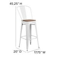 thumbnail image 5 of Merrick Lane 30" High White Metal Barstool with Back and Wood Seat, 5 of 13