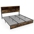 thumbnail image 1 of Costway King Bed Frame with Charging Station Storage Headboard Under-bed Storage Space, 1 of 10