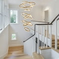 thumbnail image 3 of 8 Ring Modern LED Chandelier, Dimmable Gold Ring High Ceiling Lighting with Romote Control,Large Foyer Chandeliers for Living Room Staircase Entryway, 3 of 7