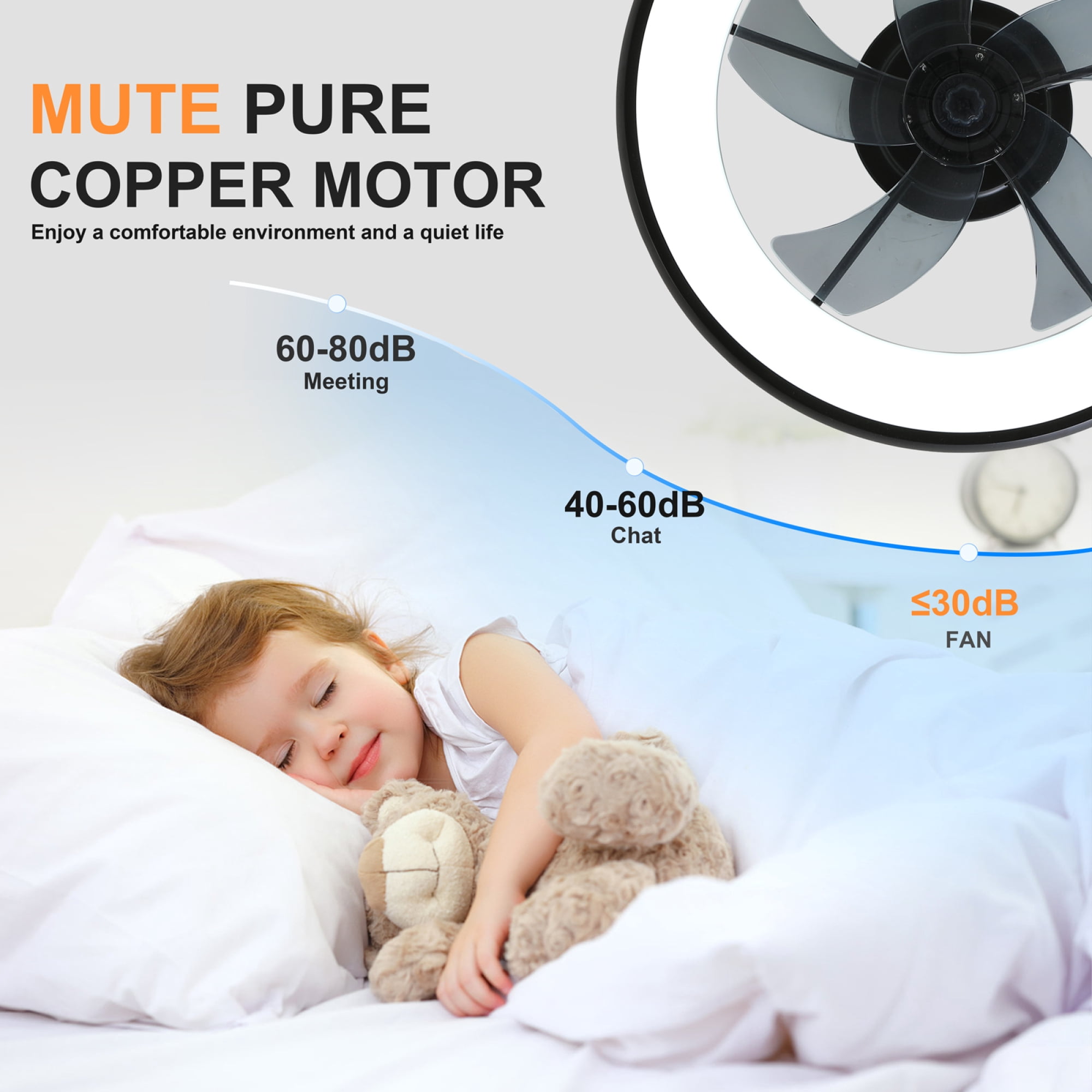 Leumius 21.7" Black Ultra-Thin Ceiling Fan with Light, 6-Speed Reversible Fandelier, 3-Color Temp Dimmable, Remote & APP Control, Silent Motor for Bedroom Living Room