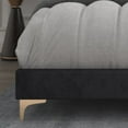 thumbnail image 5 of Home Design Samantha Queen Bed Frame with Foam-Filled Headboard and Gold-Tone Bracket Feet, Black, Easy Assembly, 5 of 7