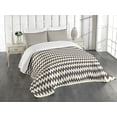 thumbnail image 3 of Ambesonne Chevron Quilted Bedspread Set 3 Pcs, Narrow Sharp Zigzags, King Size, Dark Blue Cream, 3 of 5