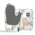 thumbnail image 4 of ZNDUO Non-Slip Cooking Oven Gloves, Cute Teddy Bear Seamless Pattern Oven Mitts and Pot Holders Set, 4 of 8