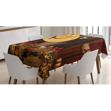Western Decor Tablecloth Farmhouse With Christmas Decorations