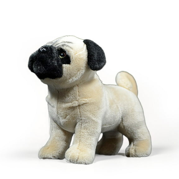 PuffPurrs Lifelike Pug Plush Toy, Realistic Mops Teddy Stuffed Animal, Cute Flat wrinkled face Dog Toy Gift, 27 CM/10 IN