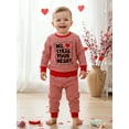 thumbnail image 6 of BemeyourBBs Toddler Baby Boy Girl Valentines Day Outfit Fall Winter Spring Clothes Striped Heart Letter Long Sleeve Sweatshirt and Pants 2 Piece Outfits Set, 6 of 9