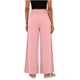 thumbnail image 7 of GUACER No Boundarie Women's Cotton Linen Wide Leg Pants Boho Crochet Lace Side Drawstring Pants with Pockets, 7 of 7