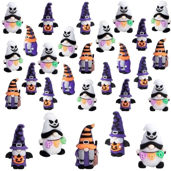 Ebaokuup 30 Pcs Halloween Mini Gnome Figurines, Pumpkin & Ghost Miniature Gnome Decorations